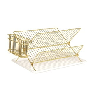 Suport pentru scurs vase Present Time Rack, auriu