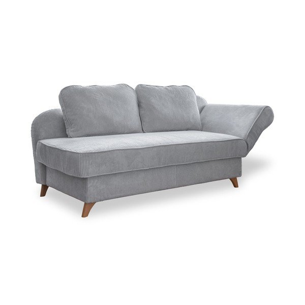 Șezlong gri deschis cu tapițerie din catifea reiată  (cu colț pe partea dreaptă) Chic Charlotte – Miuform