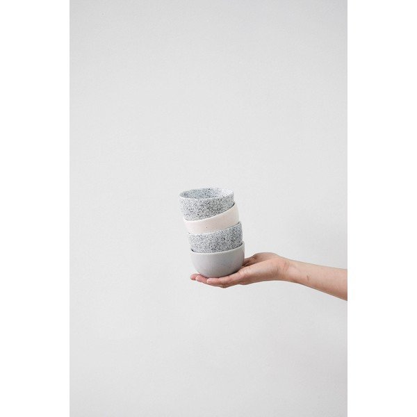 Cană largă din gresie ÅOOMI Mess, 200 ml, alb - negru-image-1