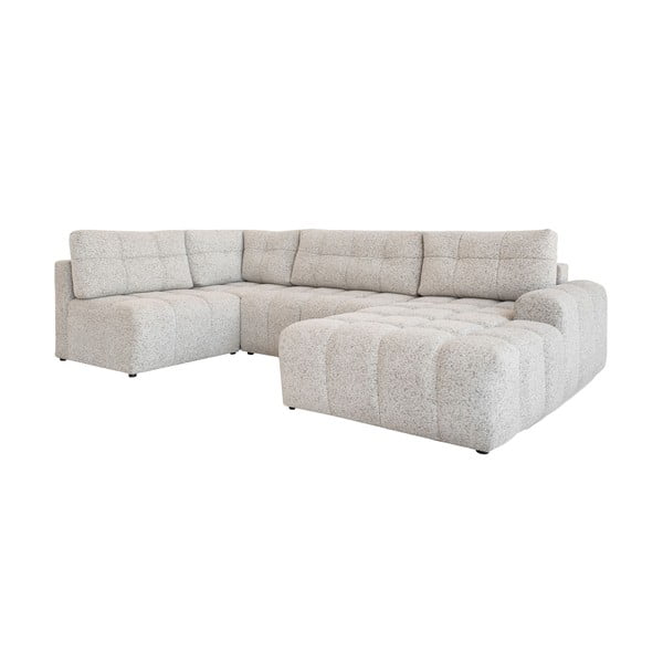Colțar modular bej extensibil/cu spațiu de depozitare (cu colț pe partea stângă) Lulu – Miuform