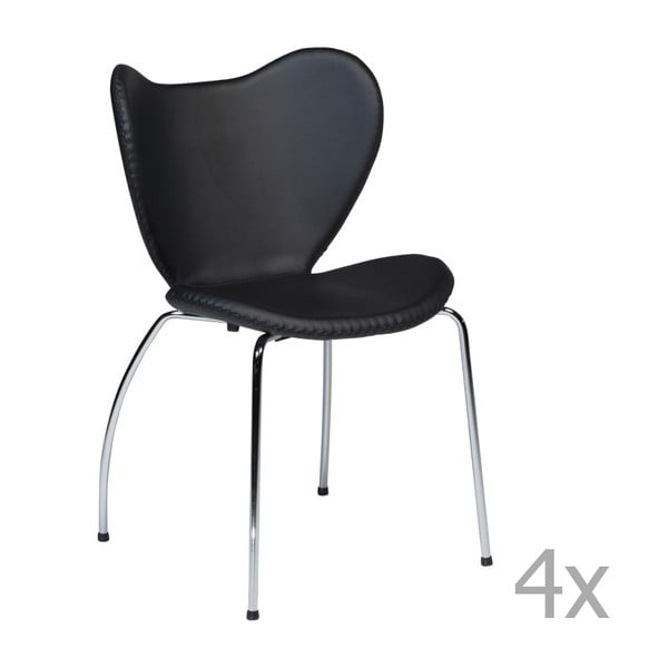 Set 4 scaune cu bază cromată DAN-FORM Butterfly, negru