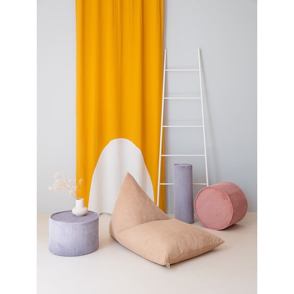 Fotoliu puf pentru copii maro deschis cu tapițerie din catifea reiată Big Lounger – Wigiwama-image-3