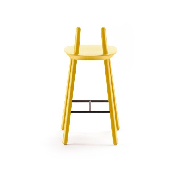 Scaun de bar din lemn masiv EMKO Naïve, galben-image-4