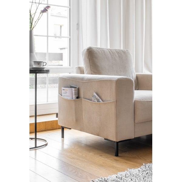 Fotoliu bej cu tapițerie din catifea reiată Lofty Lilly – Miuform-image-3