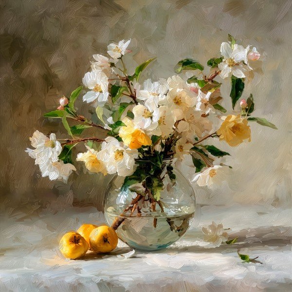 Tablou cu ramă imprimat 70x70 cm Apple Flowers – Styler