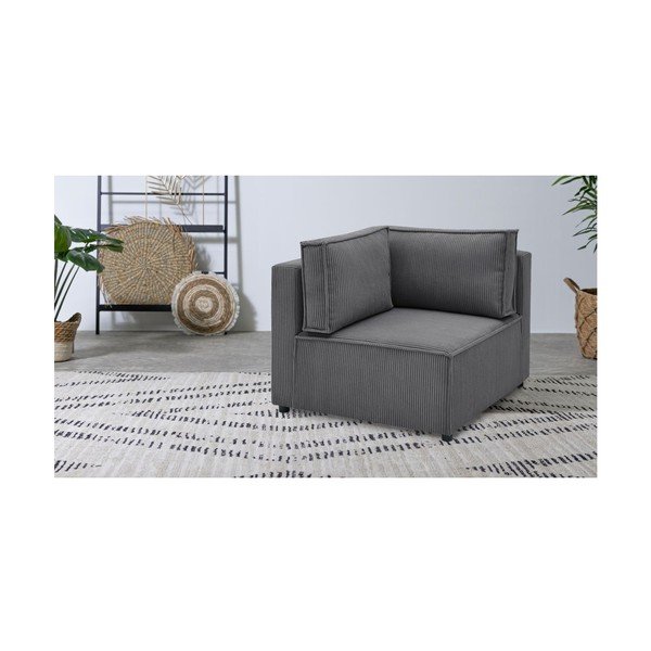 Modul pentru canapea gri închis cu tapițerie din catifea reiată  (cu colț variabil) Nihad modular – Bobochic Paris-image-1