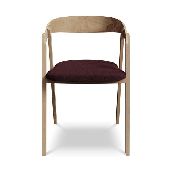 Scaun de sufragerie burgundy din lemn masiv Erika – Makamii-image-1