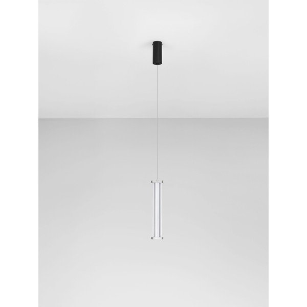 Lustră negru-mat/argintiu-mat LED cu intensitate reglabilă din metal cu abajur din sticlă acrilică ø 6 cm Pheme – Nova Luce-image-3
