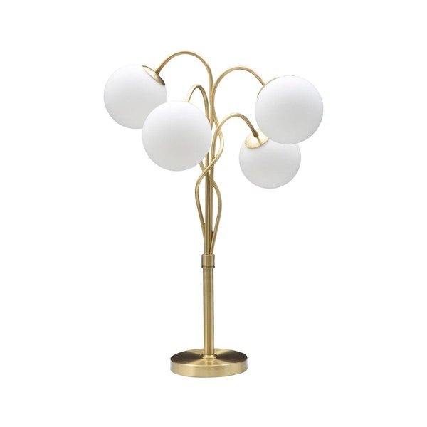 Veioză albă-aurie cu abajur din sticlă (înălțime 74 cm) Glamy – Mauro Ferretti