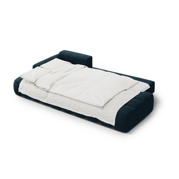 Colțar petrol extensibil/cu spațiu de depozitare cu tapițerie din catifea (cu colț pe partea stângă/cu șezlong) Linz – Cosmopolitan Design-image-4