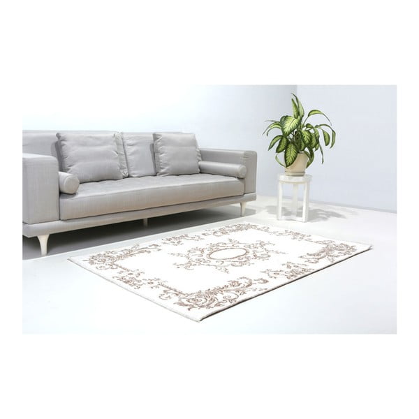 Covor reversibil Vitaus Ally, 77 x 200 cm, alb - maro -image-1