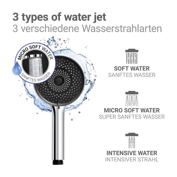 Cap de duș argintiu din plastic ø 12 cm Softwater – Wenko-image-3