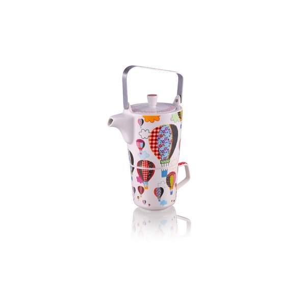 Ceainic cu 6 cești din porțelan chinezesc și sită pentru ceaiul vrac Silly Design Baloons, 500 ml-image-2