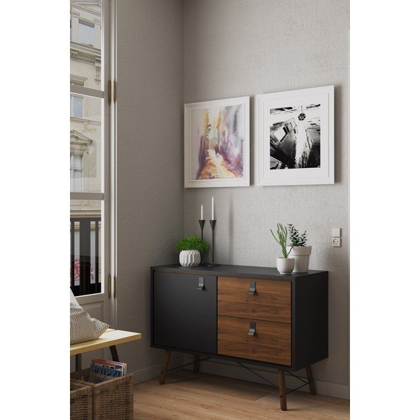 Comodă Tvilum Ry, 102x72 cm, negru-maro-image-1