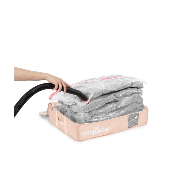 Cutii de depozitare sub pat 3 buc. din plastic cu vacuum 65x45x15,5 cm Pink Edition – Compactor-image-3