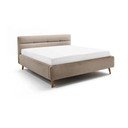 Pat matrimonial bej tapițat cu spațiu de depozitare cu somieră 180x200 cm Lotte – Meise Möbel
