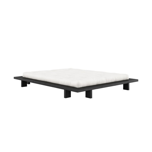 Pat dublu negru din lemn de pin cu grilă 160x200 cm Japan - Karup Design-image-3