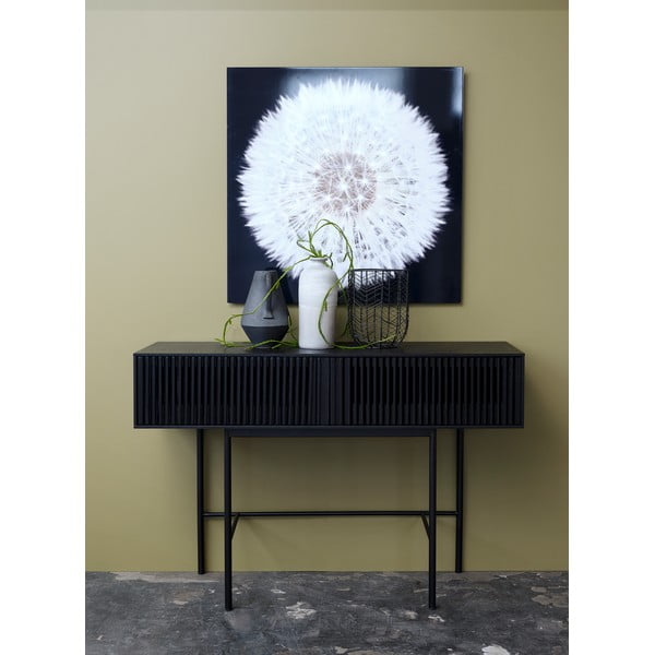 Masă tip consolă din lemn de stejar și picioare metalice Canett Oxford, lungime 120 cm-image-1