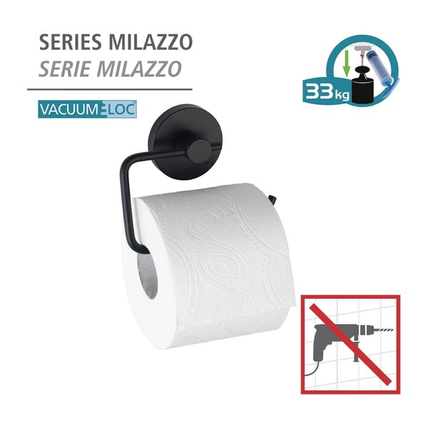 Suport pentru hârtia de toaletă Wenko Vacuum-Loc® Milazzo, negru-image-3