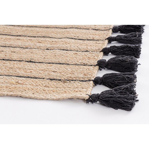 Covor negru/în culoare naturală țesut manual din iută 60x90 cm Jalaja – Bizzotto-image-1