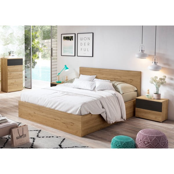 Comodă înaltă neagră cu aspect de stejar 62x111 cm Care - Marckeric-image-3