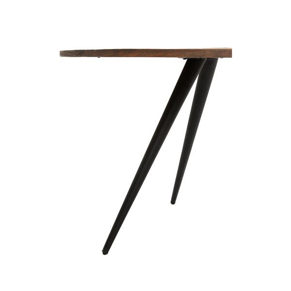 Masă de dining neagră/maro închis rotundă cu blat din lemn de acacia ø 120 cm Turi – Light & Living-image-3