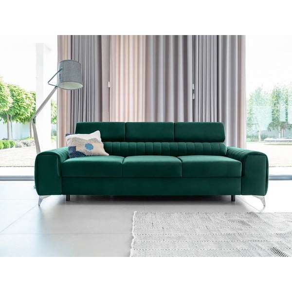 Canapea verde extensibilă cu tapițerie din catifea 261 cm Laurence – ELTAP-image-3
