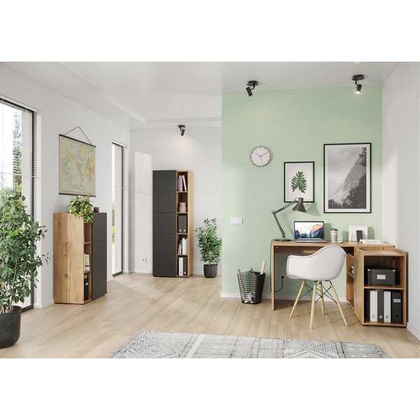 Birou cu aspect de stejar 129x107 cm Olvera - Germania-image-4