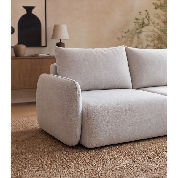 Colțar gri deschis extensibil/cu spațiu de depozitare cu tapițerie din catifea (cu colț pe partea dreaptă/cu șezlong) Kalena – Makamii-image-3