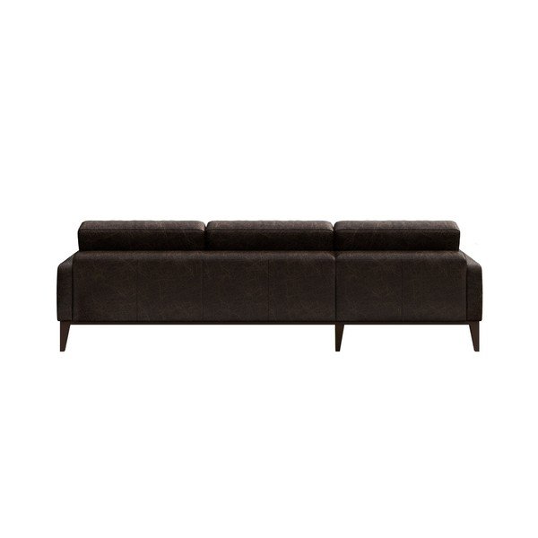 Colțar din piele cu șezlong pe partea dreaptă MESONICA Musso Tufted, maro închis-image-3