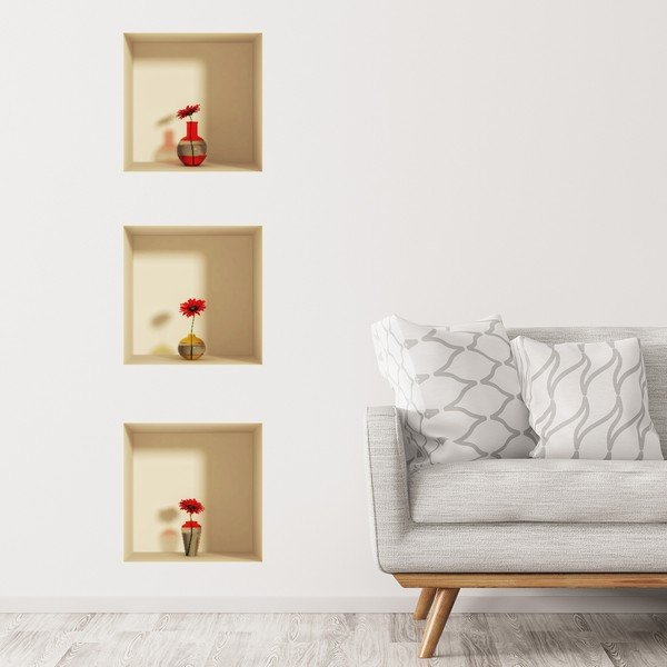 Set 3 autocolante cu efect 3D Ambiance Gerberas-image-1