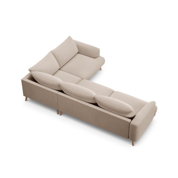 Colțar bej cu tapițerie din catifea (cu colț pe partea dreaptă/în formă de ”L”) Naomi – Micadoni -image-3