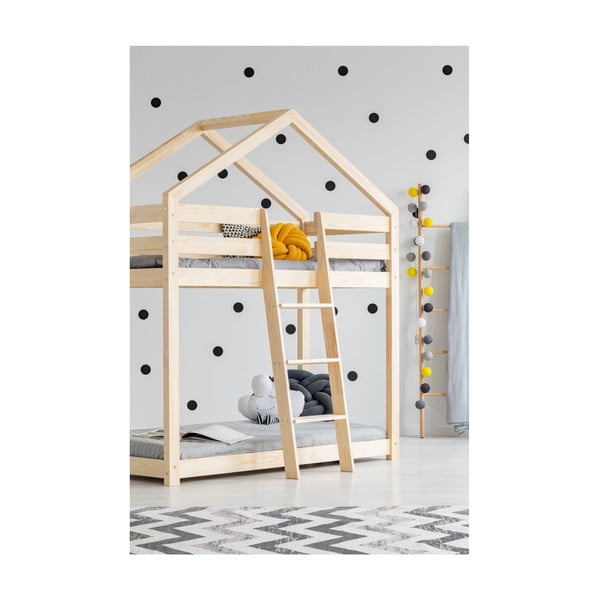 Cadru pat supraetajat din lemn de pin, în formă de căsuță Adeko Mila DMP, 90 x 160 cm-image-2