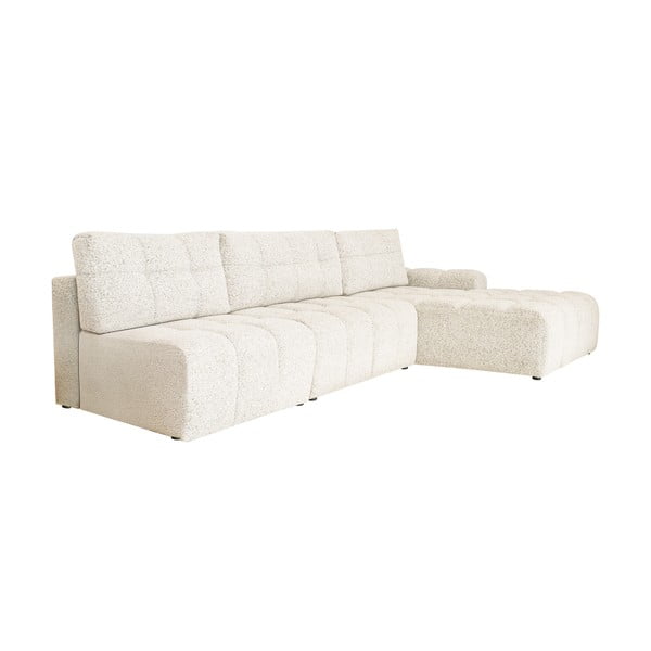 Colțar modular crem extensibil/cu spațiu de depozitare (cu colț pe partea dreaptă) Lulu – Miuform