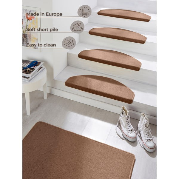 Set 15 covorașe pentru trepte Hanse Home Fancy, 23x65 cm, maro-image-4
