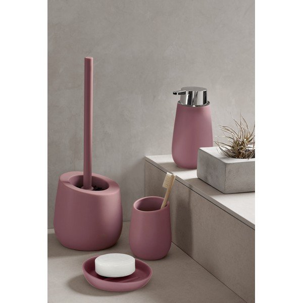 Perie WC din ceramică Wenko Badi, roz-image-1