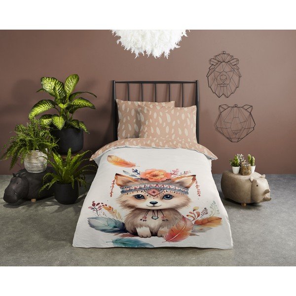 Lenjerie de pat pentru copii maro-bej din bumbac pentru pat de o persoană 140x200 cm Hay – Good Morning-image-1