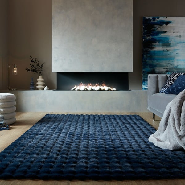 Blană albastru-închis sintetică 160x230 cm Waffle Faux Fur – Flair Rugs-image-1
