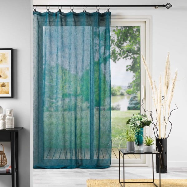 Perdea albastră din voal 140x240 cm Linka – douceur d'intérieur-image-2