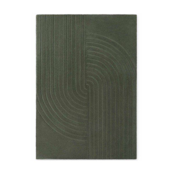 Covor verde închis țesut manual din lână 80x150 cm Arcura – Vikosa