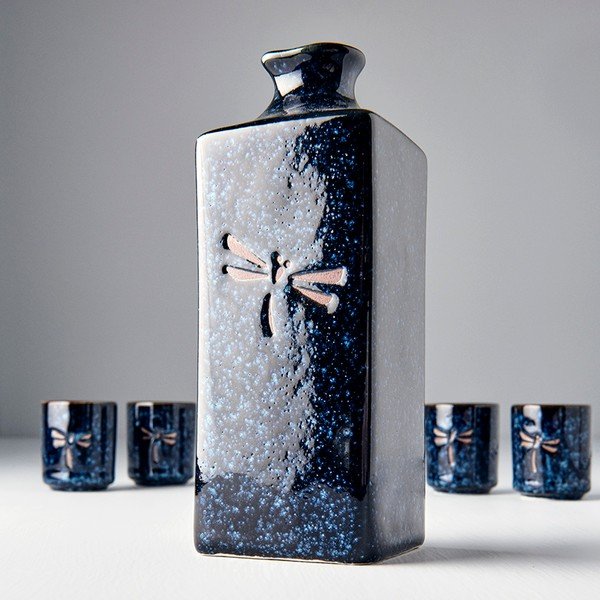 Set carafă cu 4 cești pentru sake MIJ Dragonfly-image-2