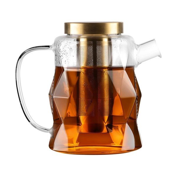 Ceainic auriu cu filtru din sticlă 1,3 l Geo – Vialli Design