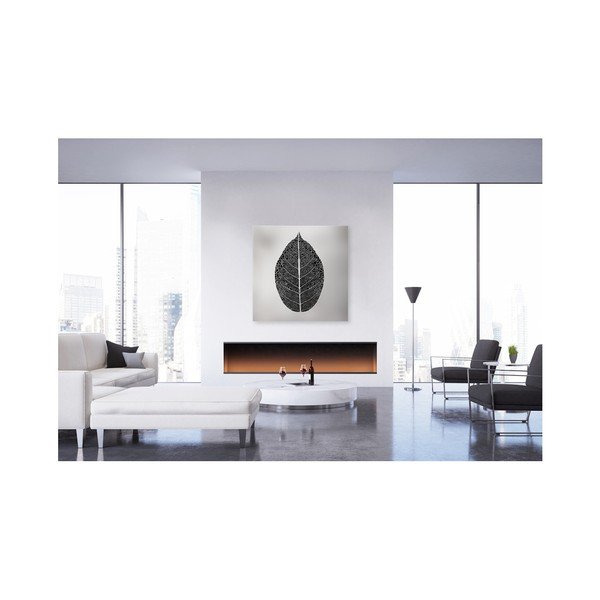 Tablou Styler Canvas Silver Uno Black Leaf, 65 x 65 cm-image-1