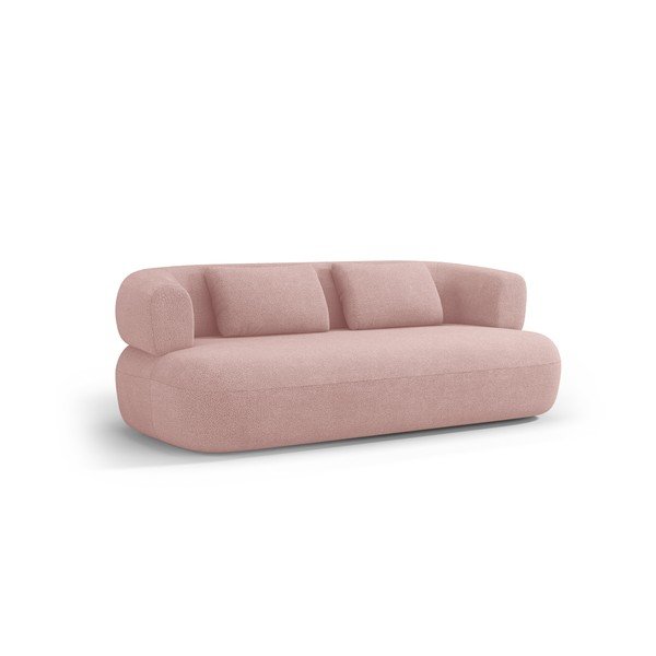 Canapea roz-deschis cu tapițerie din țesătură bouclé 178 cm Jenny – Micadoni 