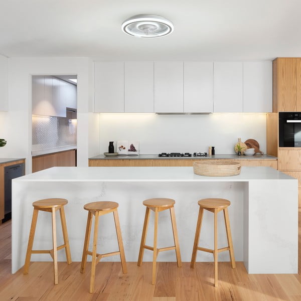 Plafonieră albă LED cu control prin telecomandă/cu ventilator Alan – SULION-image-2