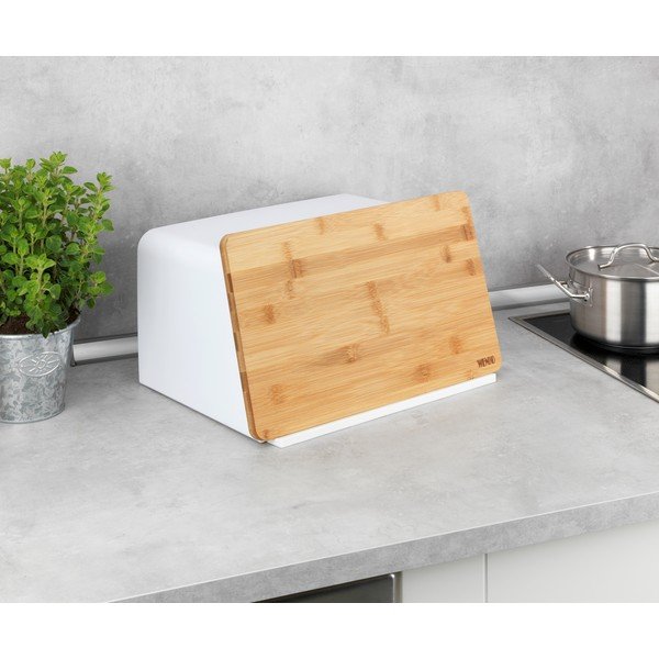 Recipient pentru pâine cu capac din bambus Wenko Kubo, alb-image-4