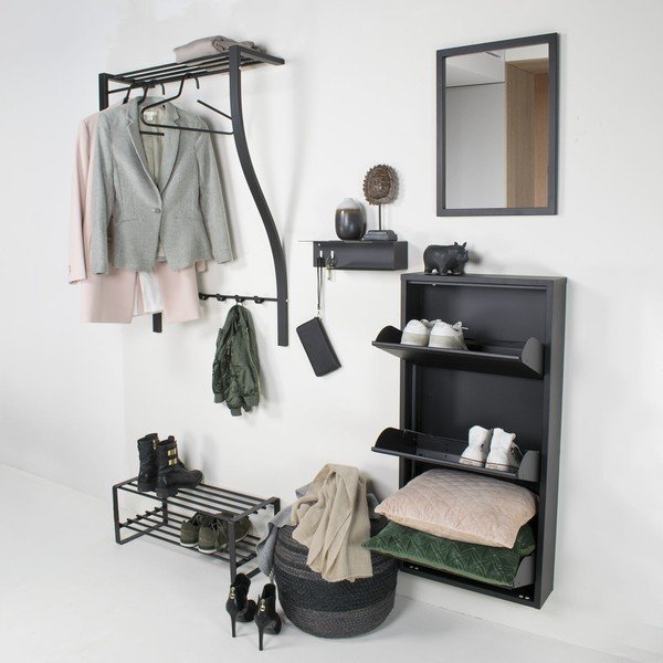 Cuier de perete argintiu cu raft din metal 75 cm Carve – Spinder Design-image-1