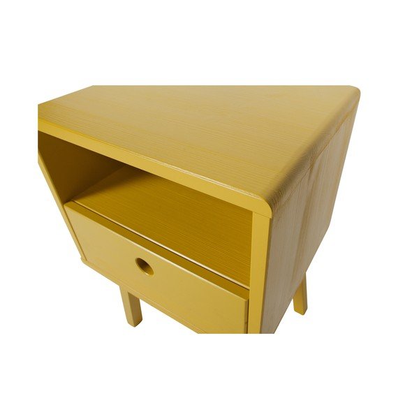 Noptieră din lemn masiv de pin WOOOD Sammie, galben-image-1