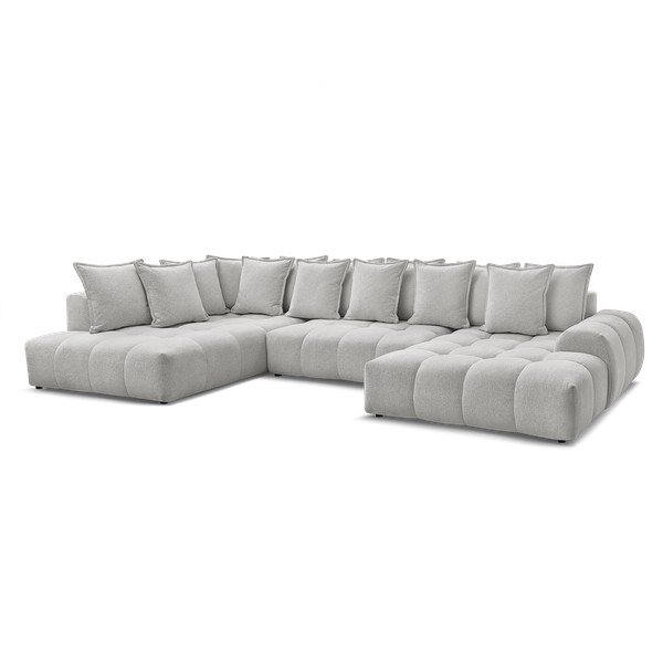 Colțar gri deschis extensibil/cu spațiu de depozitare cu tapițerie din chenille (cu colț pe partea stângă/în formă de "U") Everest – Bobochic Paris-image-3