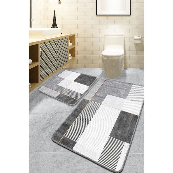 Covorașe de baie gri 2 buc. 60x100 cm Pendor – Foutastic-image-1